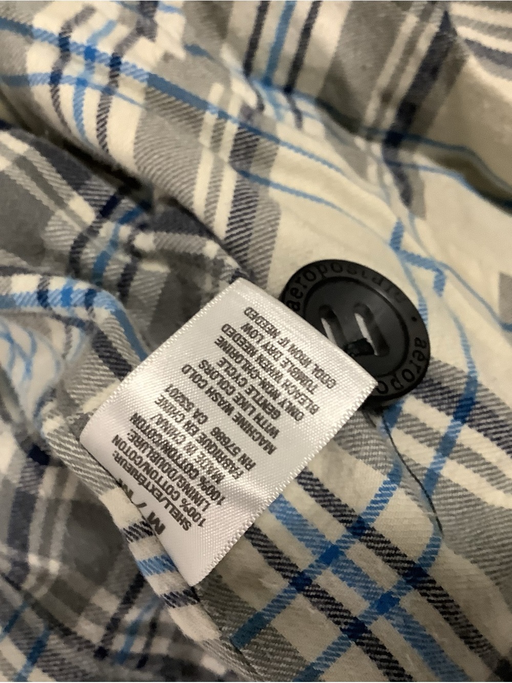 Aeropostale Women’s Dark Gray Zip/Button Up Blue/Gray Plaid inside Hooded Jacket - Picture 13 of 14